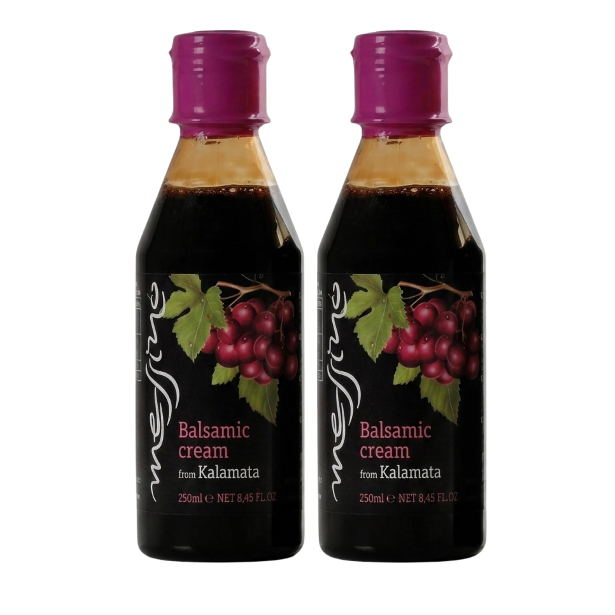 Messino Greek Balsamic Cream, Pack of 2 x 250ml (500ml Total) Traditional Aged Balsamic Vinegar Reduction Rich Sweet & Sour Flavour Vegan, No Added Sugar