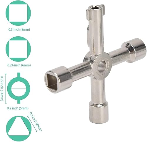 Miniatura 5 de Cyrank Juego de llaves Sillcock de 2 piezas, juego de llaves Sillcock de 4 vías, llave de agua multifuncional, herramienta de reparación