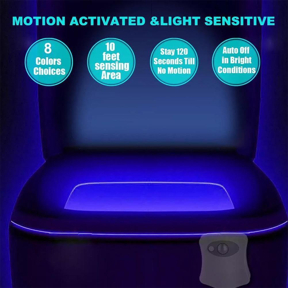 Toilet Light Motion Sensor Lights Inside Toilet Toilet Night Light Toilet Light Motion Sensor 8 Colors Changing LED — view 5