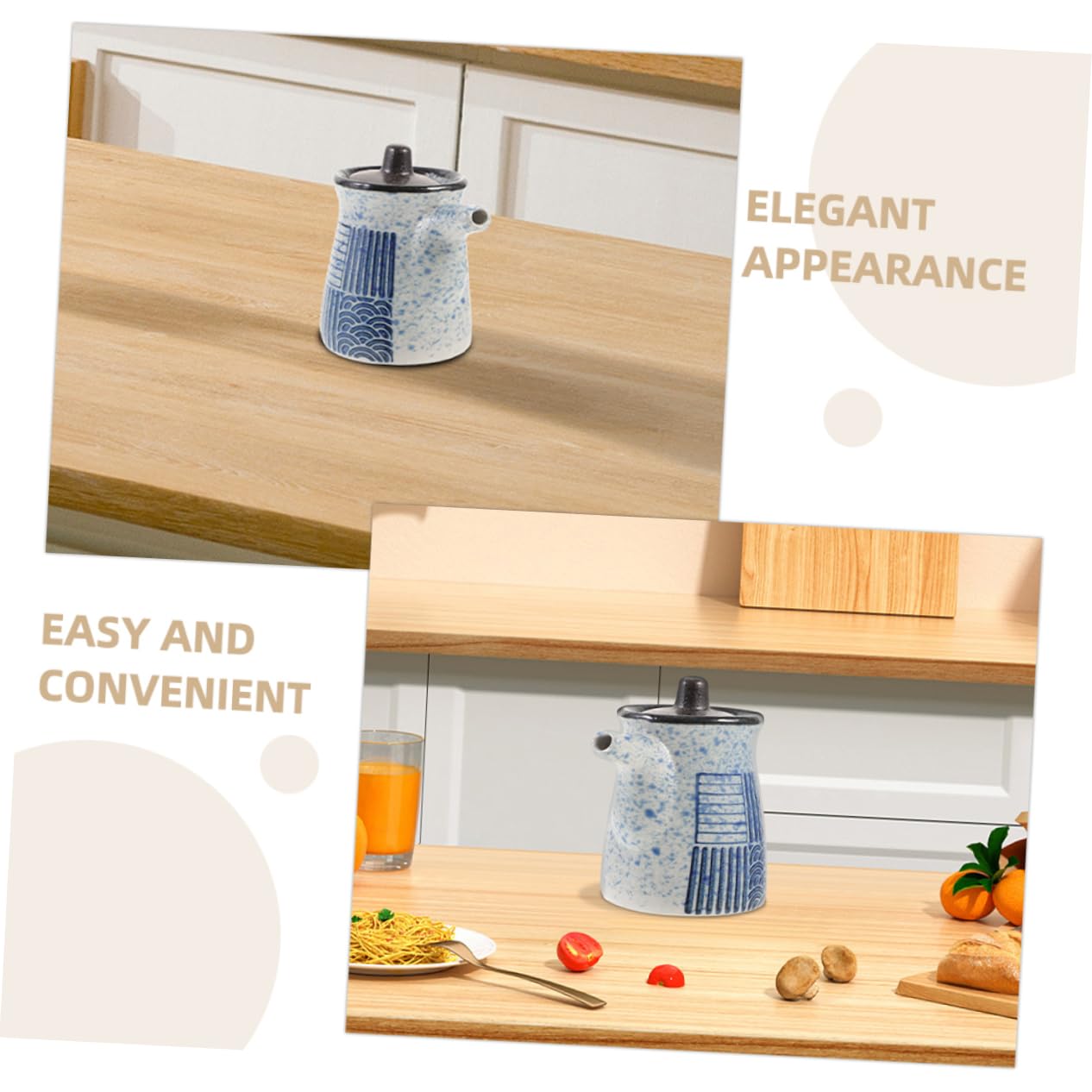 Bottiglia di aceto di olio, 2 pezzi Bottiglia di condimento giapponese I Am Salsa di salice Barattolo di aceto giapponese Dispenser di aceto Bottiglie di salsa di soia in ceramica Pentola di aceto Pen