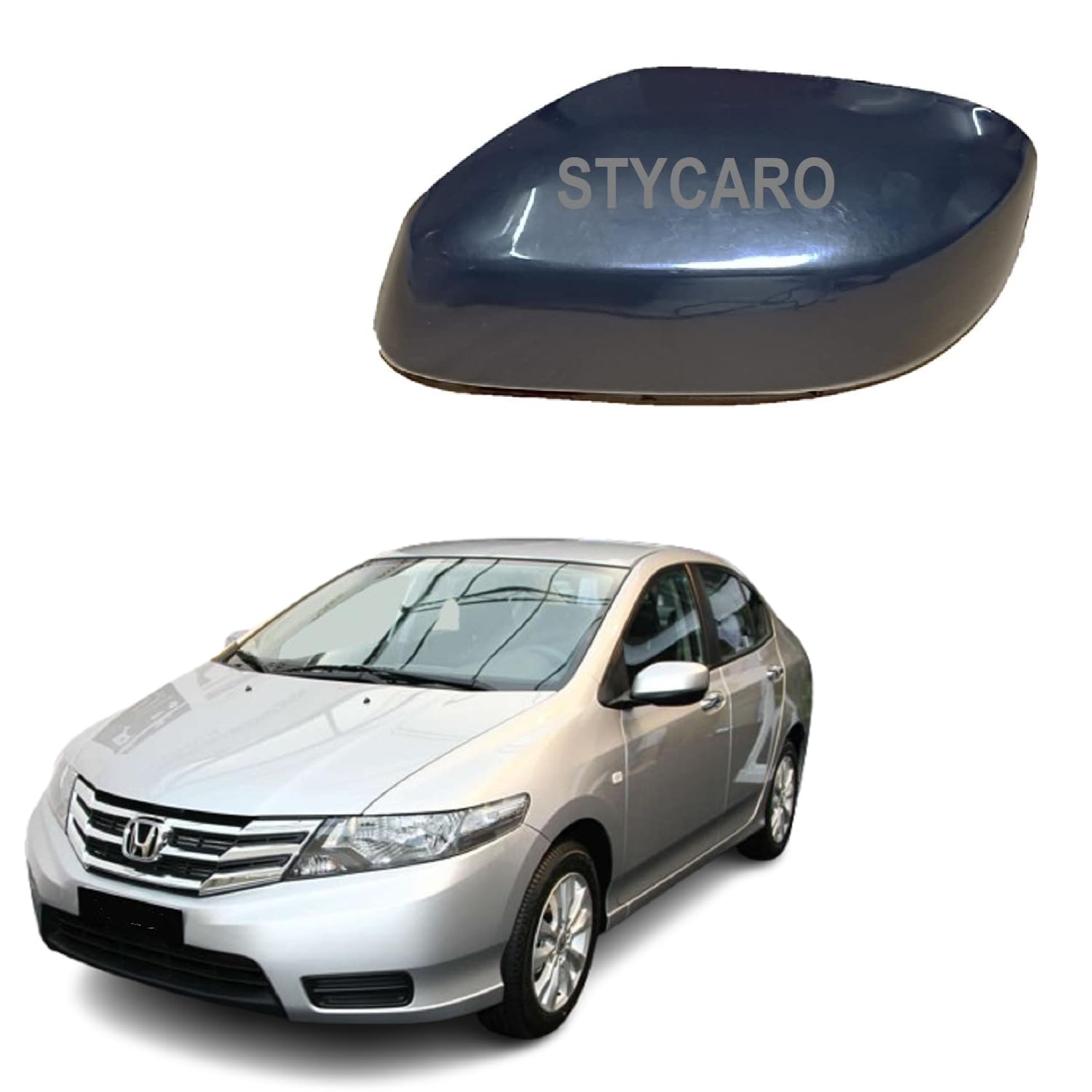 ORVM Side view Mirror Cover/Cap (WITHOUT INDICATOR TYPE ASSEMBLY) compatible with Honda City I-vtec 3RD GEN, F/L 2008-2013 Year Model - UNPAINTED (LEFT PASSENGER SIDE)