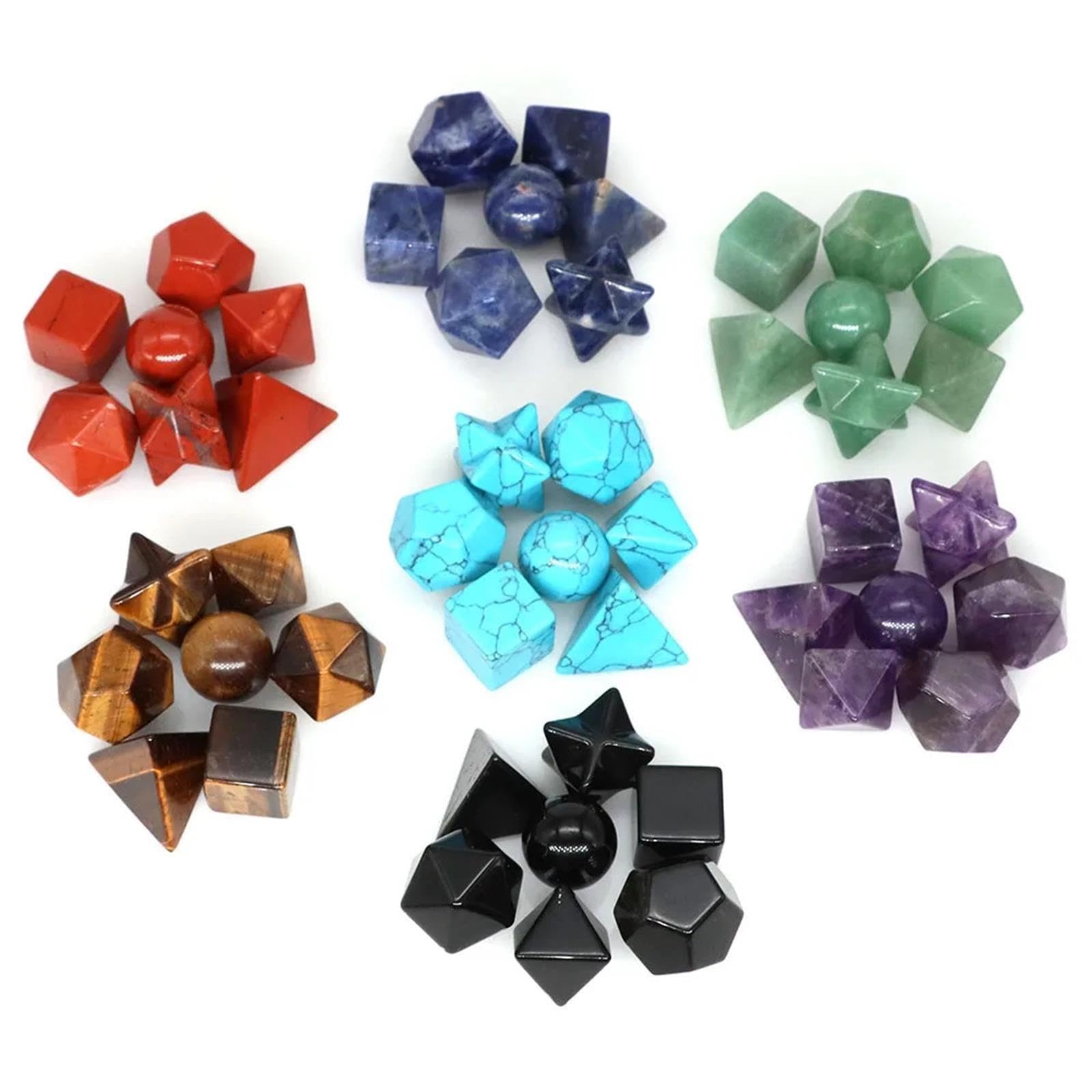 Conjunto de geometría cristal natural, kit piedra curativa