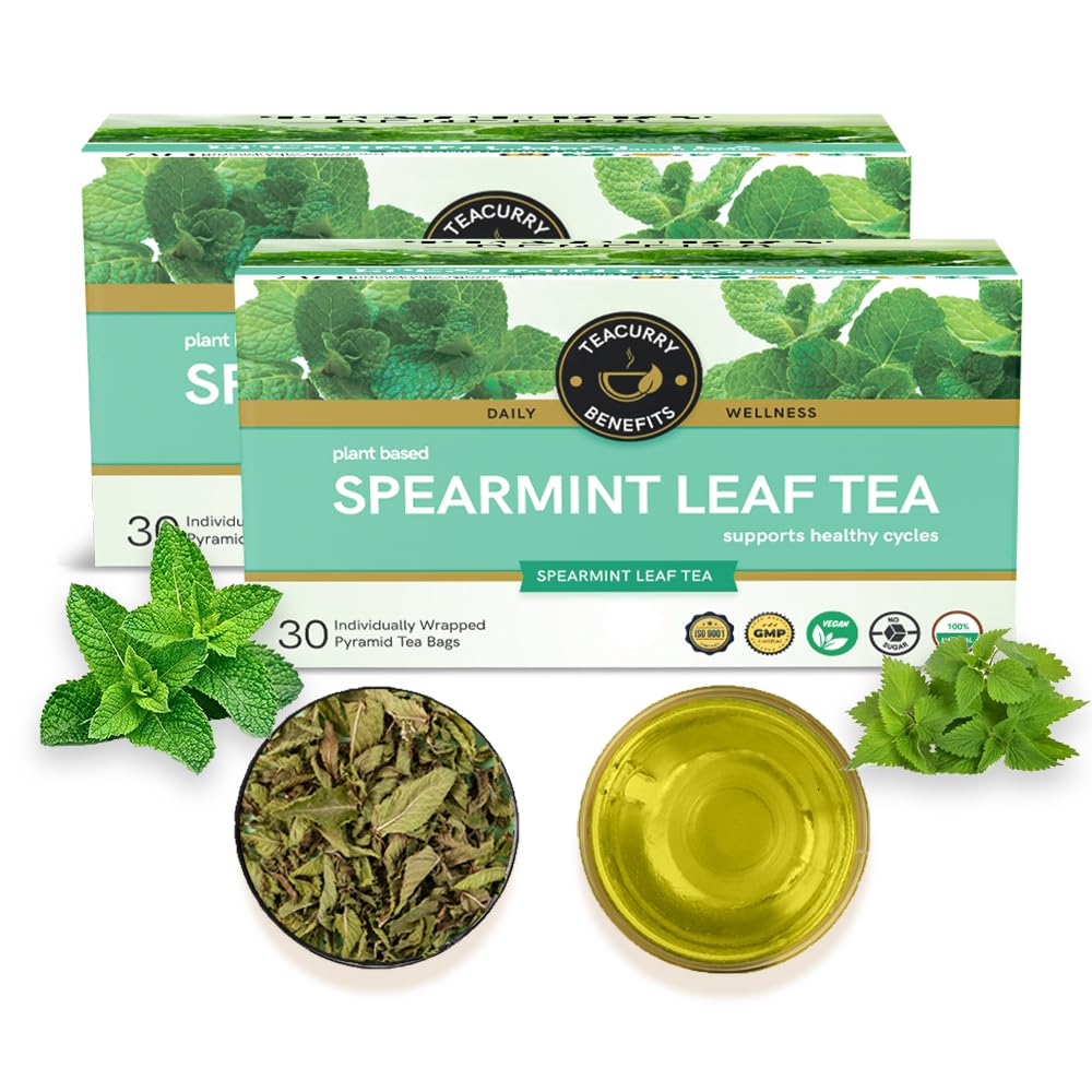 Teacurry Spearmint Tea Bag - (60 Pyramid Tea Bags) Tea for Hormonal Wellness, Spearmint Naturally Calming Tea, Caffeine Free Herbal Tea (B0D5MKRJCY) Amazon Price History, Amazon Price Tracker