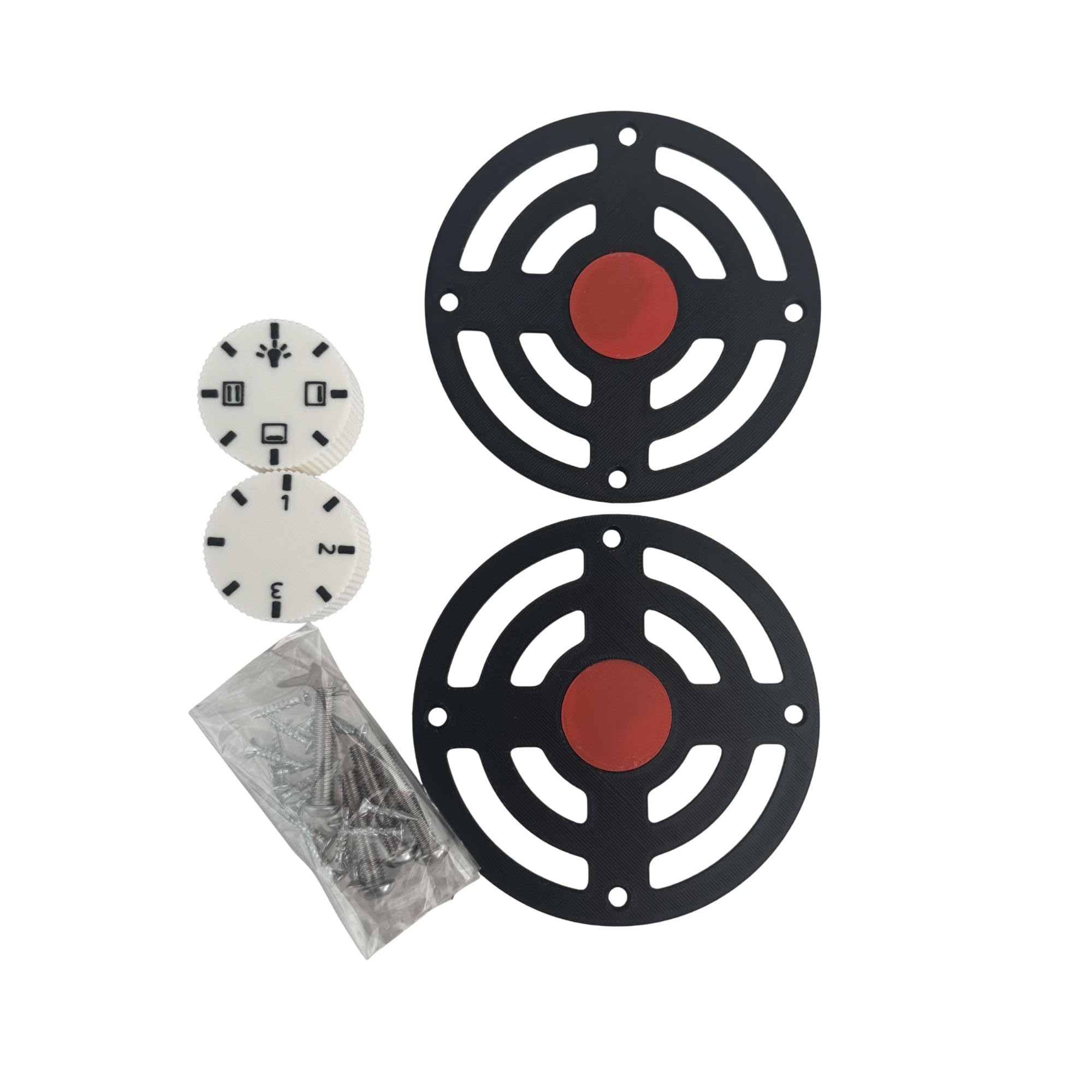 DIY Mud Play Kitchen Cooker Rings and Dials Set, Black Hob Accessories, 4 Pack (White, 2Dials and 2Hobs)