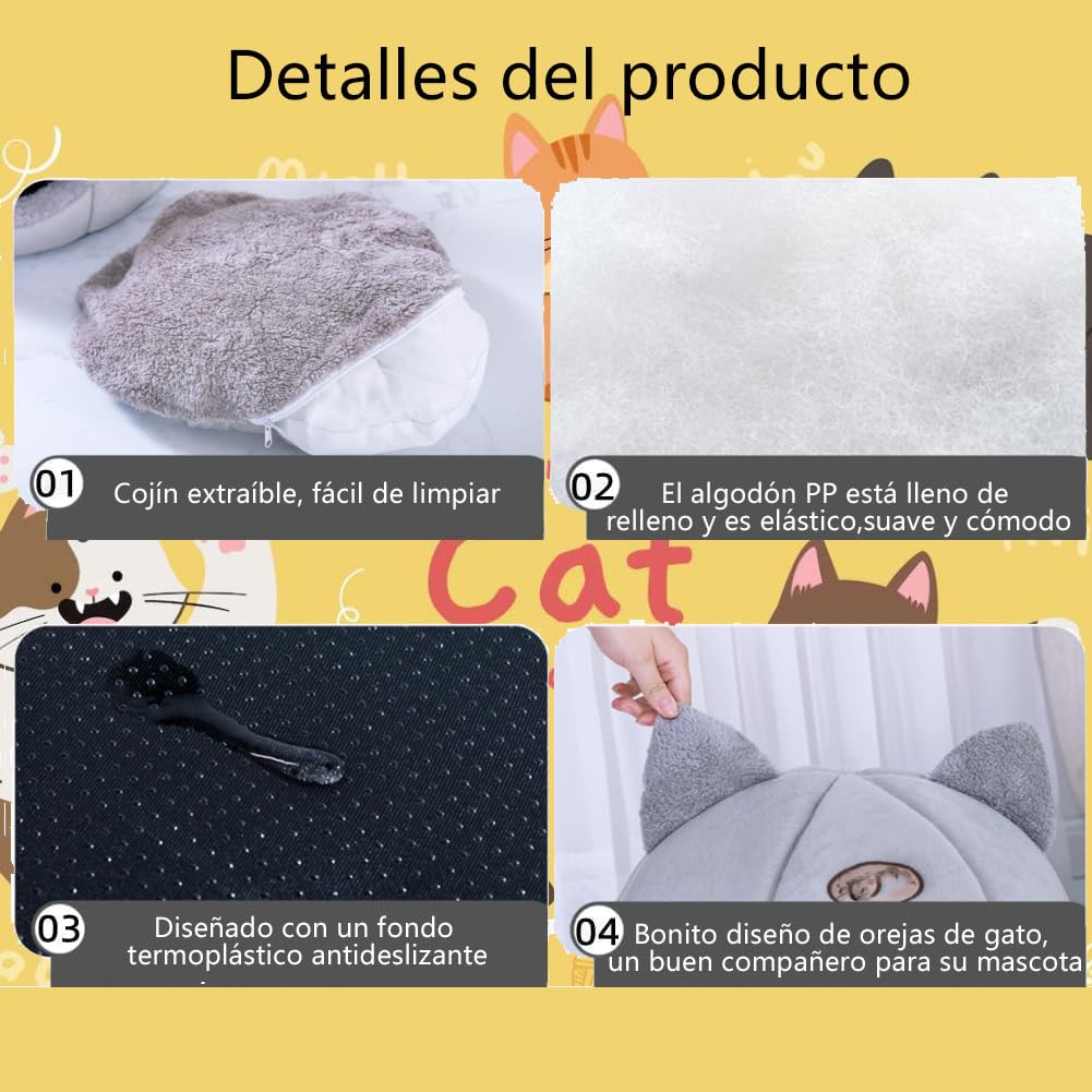 Voarge Letto per gatti, grotta nido, letto per gatti invernali, morbido caldo, letti per gatti, per cuscini rimovibili e lavabili, per criceti, conigli, cuccioli, conigli, coniglio d'India, gattino
