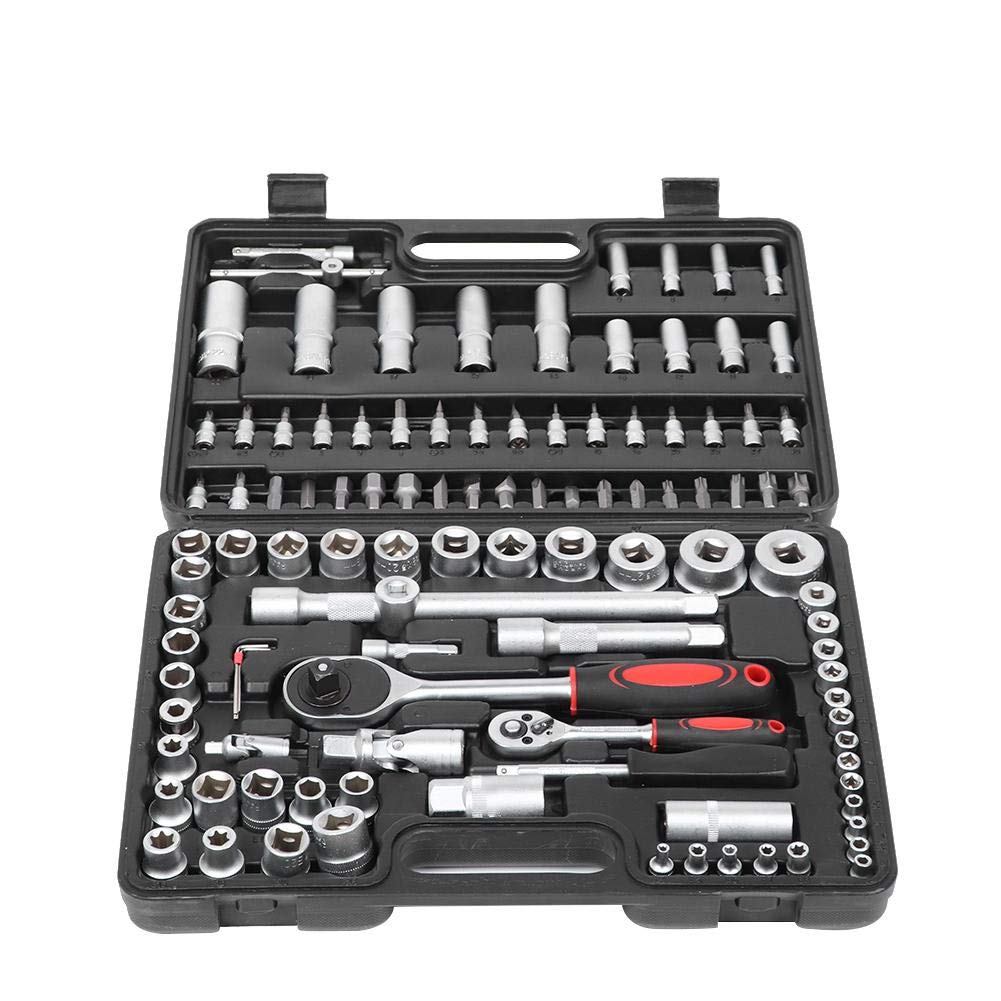 Cocoarm Zestaw Kluczy Nasadowych Nasadowych 108 szt. Stal Chromowo-wanadowa 1 2 w 1 4 Cale Kombinacja Kluczy Tulejowych z Super Lock Design do Narzędzi do Naprawy Samochodów Warsztat Garaż Domowy