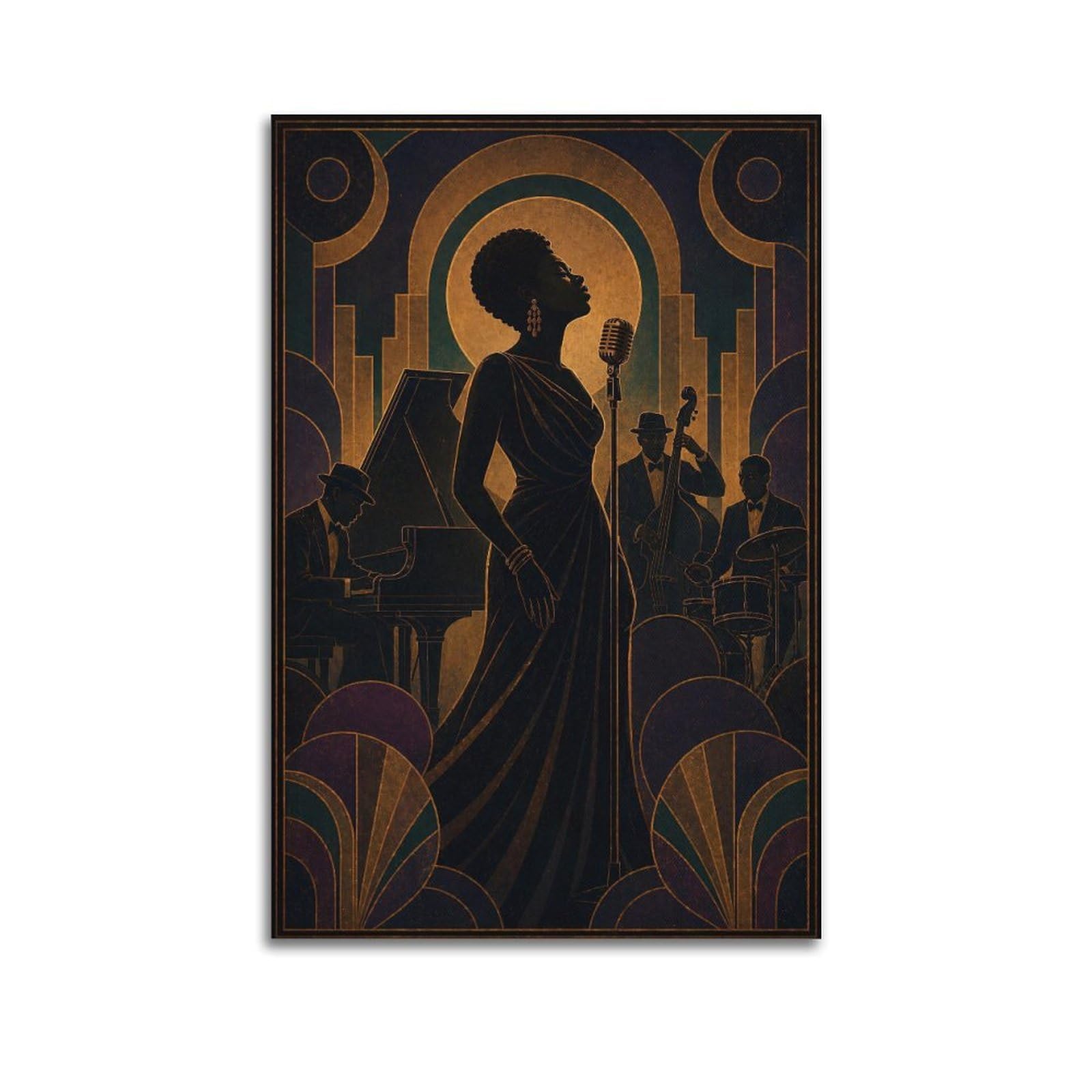 Okngb Unframe-Style Vintage Harlem Style Jazz Band Club Poster Decorative Painting Canvas Art Picture 24X36inch(60X90cm)