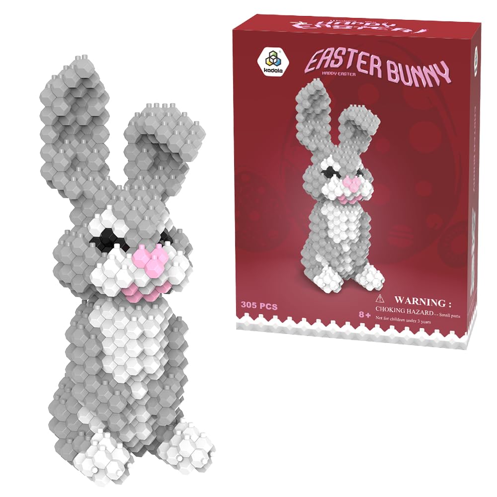 KADELE Bunny Building Animal Sets, Extremely Challenging STEM Building Blocks Decor for Adults Kids, Micro 3D Educational Toys for Boys Girls Ages 8