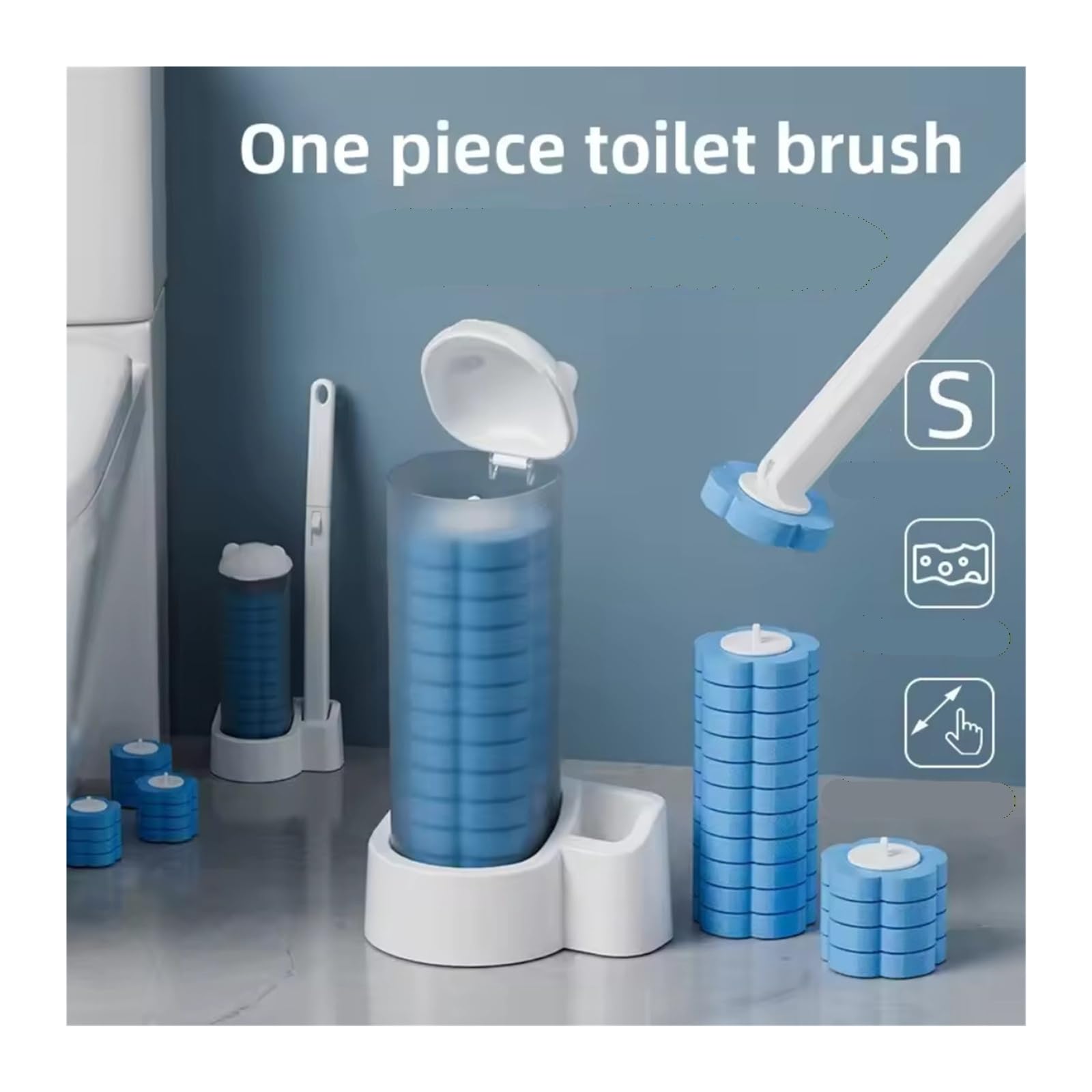 Toilettenbürste, Flexibler Reinigungskopf, reinigt Spalten gründlich(Set-A)