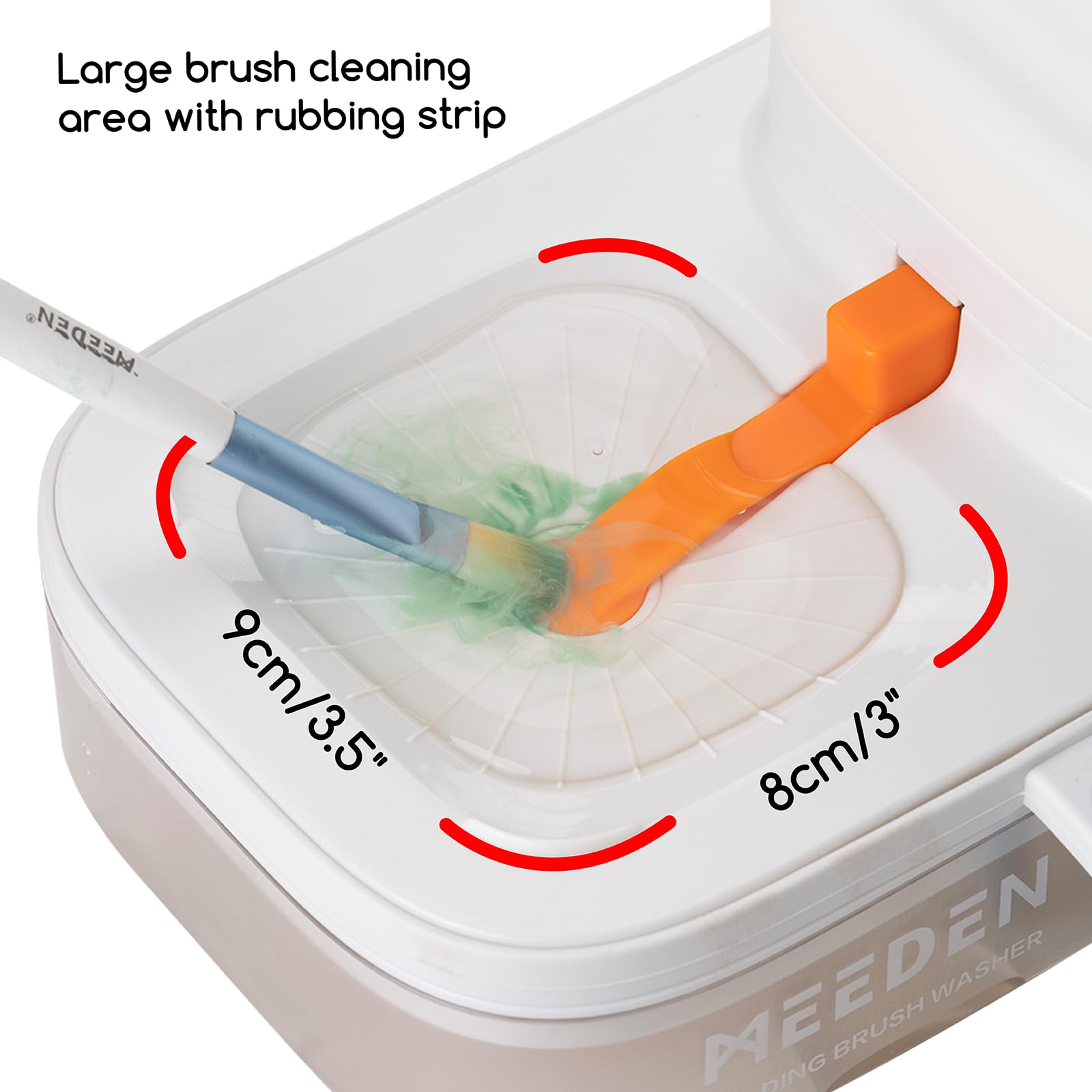 MEEDEN Nettoyeur de pinceaux portable : porte-pinceaux en silicone à 5 emplacements – Rinseur pour peintures acryliques, aquarelles et à base d'eau, blanc