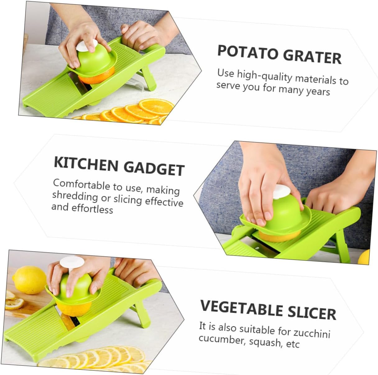 Beavorty Multifunctional Potato and Vegetable Slicer Mandoline with Ginger Grater Kitchen Tool Green for Food Preparation