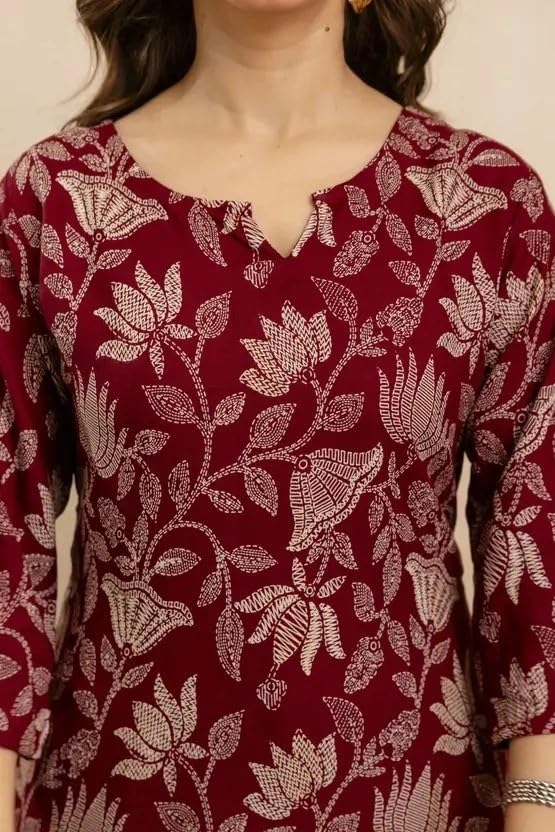 Image of Women's Short Kurti in TopsTunic Rayon Cotton Blend | Ladies Ethnic Tunic
