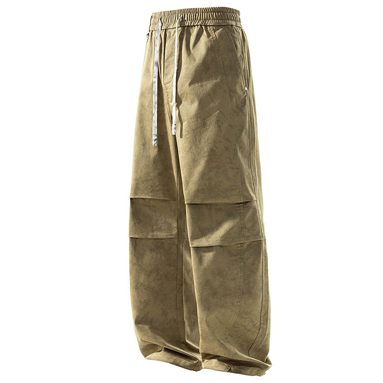 Pantalones de Paracaidista Lavados de otoño e Invierno para Hombre, Pantalones Holgados de Pierna Recta y Ancha, Pantalones Casuales Deportivos de Tendencia para Hombre