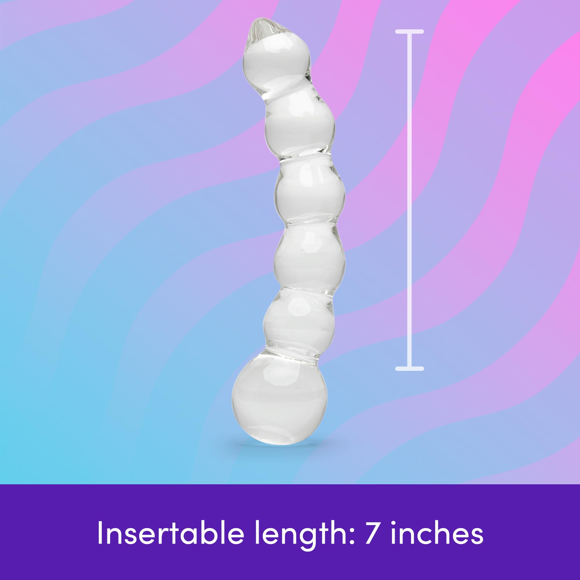 Lovehoney Gode ​​en verre - Gode perlé de 22cm - Courbé pour le point G et la stimulation anale - Jeu et massage sensuel - Jouet sexuel pour adulte - Étanche - Transparent