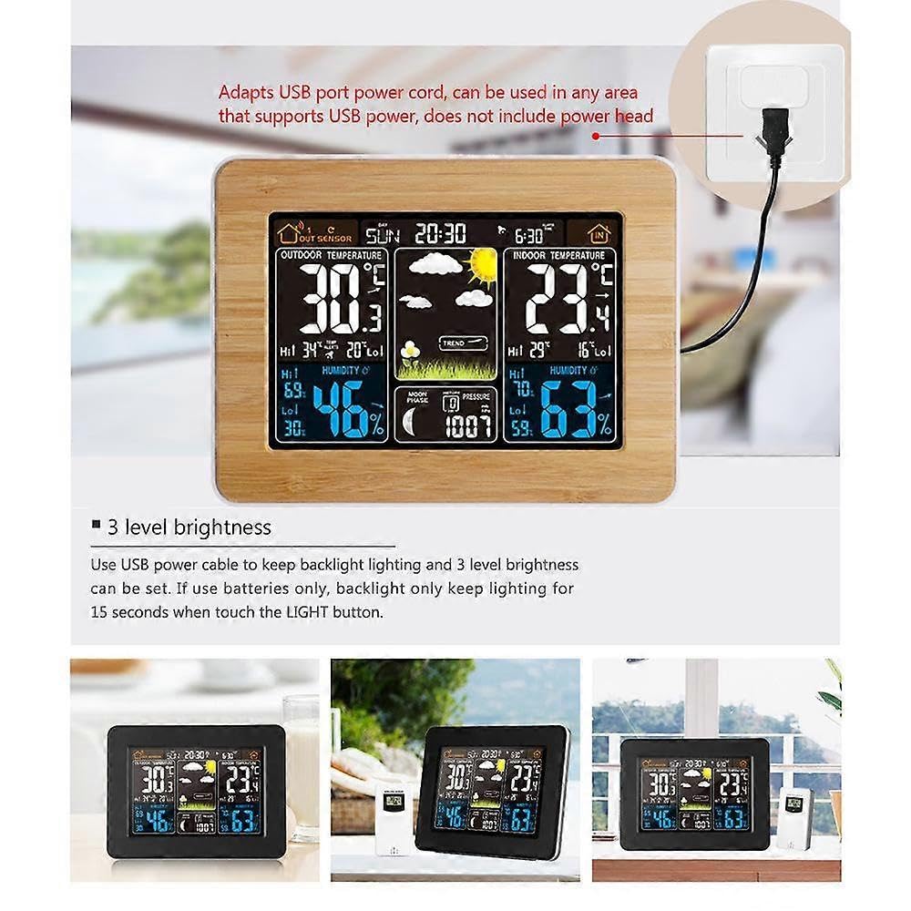 QQDD USB sveglia elettronica schermo a colori previsioni meteo orologio meteo wireless calendario perpetuo