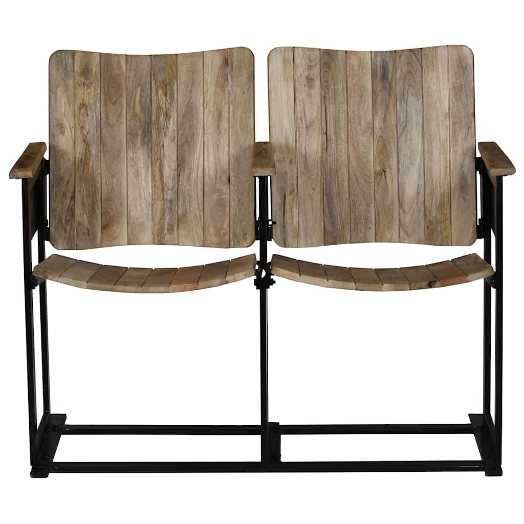 vidaXL Legno Massello di Mango e Acciaio Panca 2 Posti 102x55x83 cm Sedile