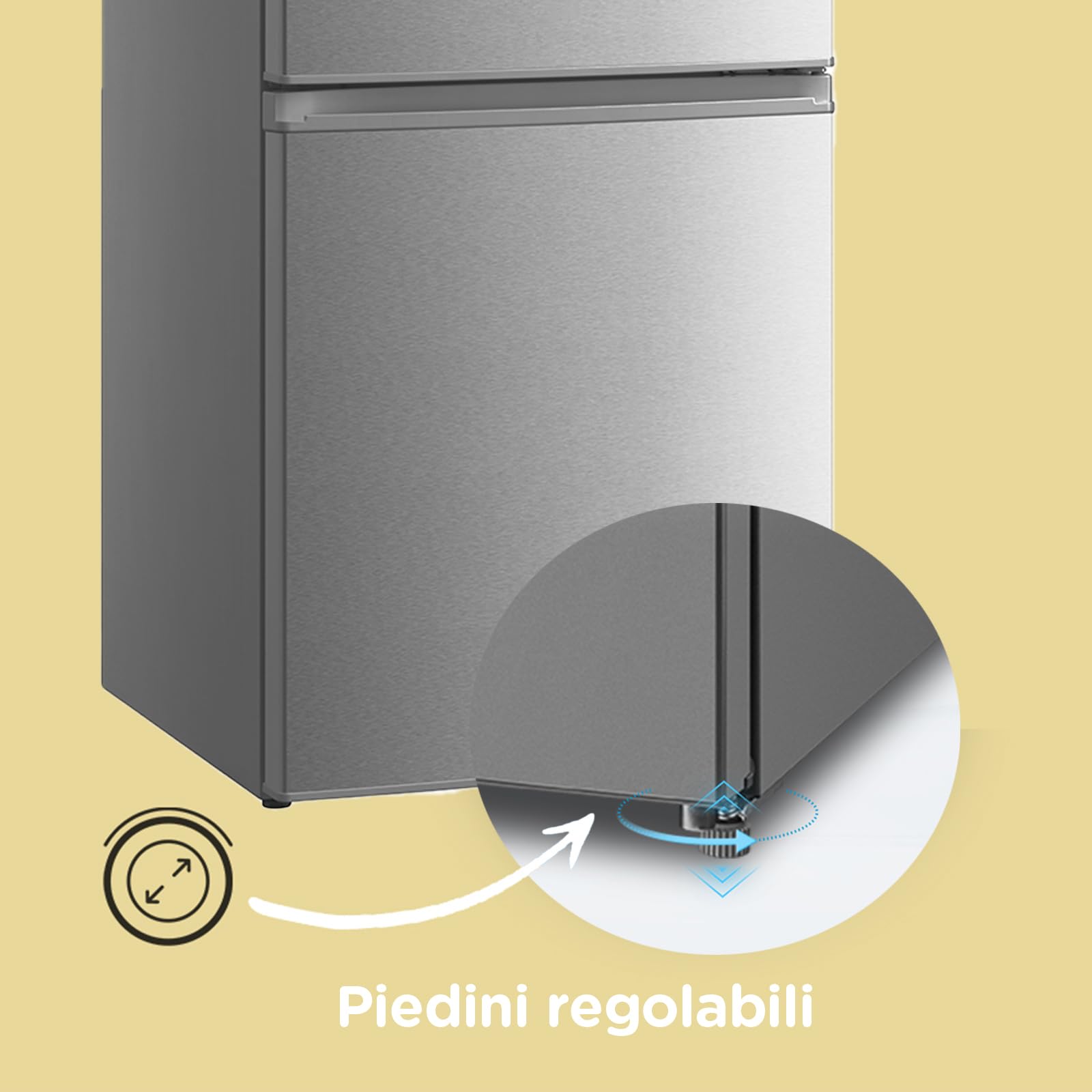 COMFEE' RCB359IX2 262L Frigorifero Combinato, Alto 177,5 cm, Tecnologia Low Frost, Silenzioso 39 dB, Illuminazione LED, Termostato Regolabile, 197L Frigo + 65L Congelatore, Inox
