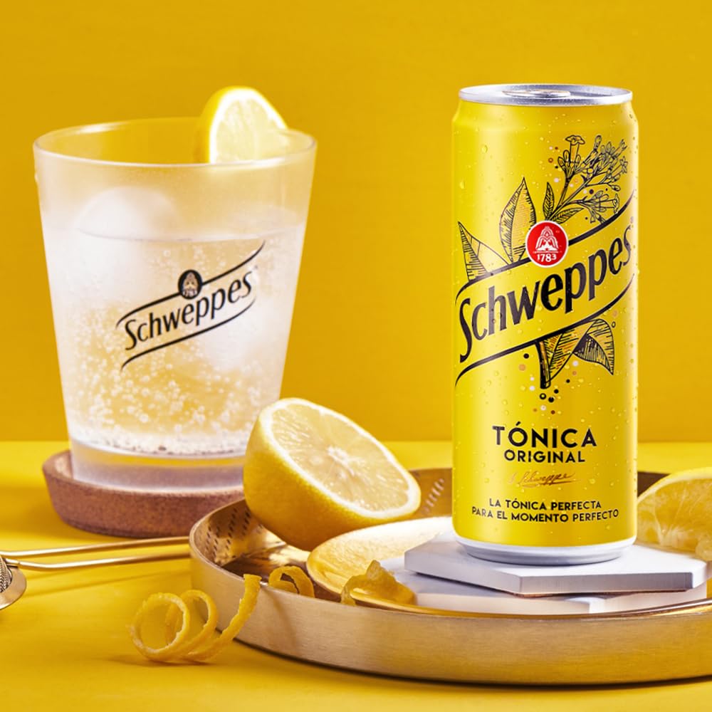 Schweppes Tónica Original, Bebida Refrescante - Lata, Pack 24 x 33 cl