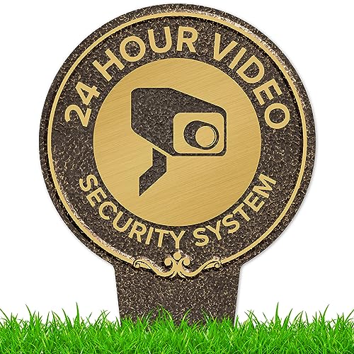 Image of 24-Hour, Video Security System Sign, 11x21, Heavy Duty Integrated Ground Stakes, Indoor /Outdoor Use, Rust Free Aluminum Composite, Made in USA by My Sign center