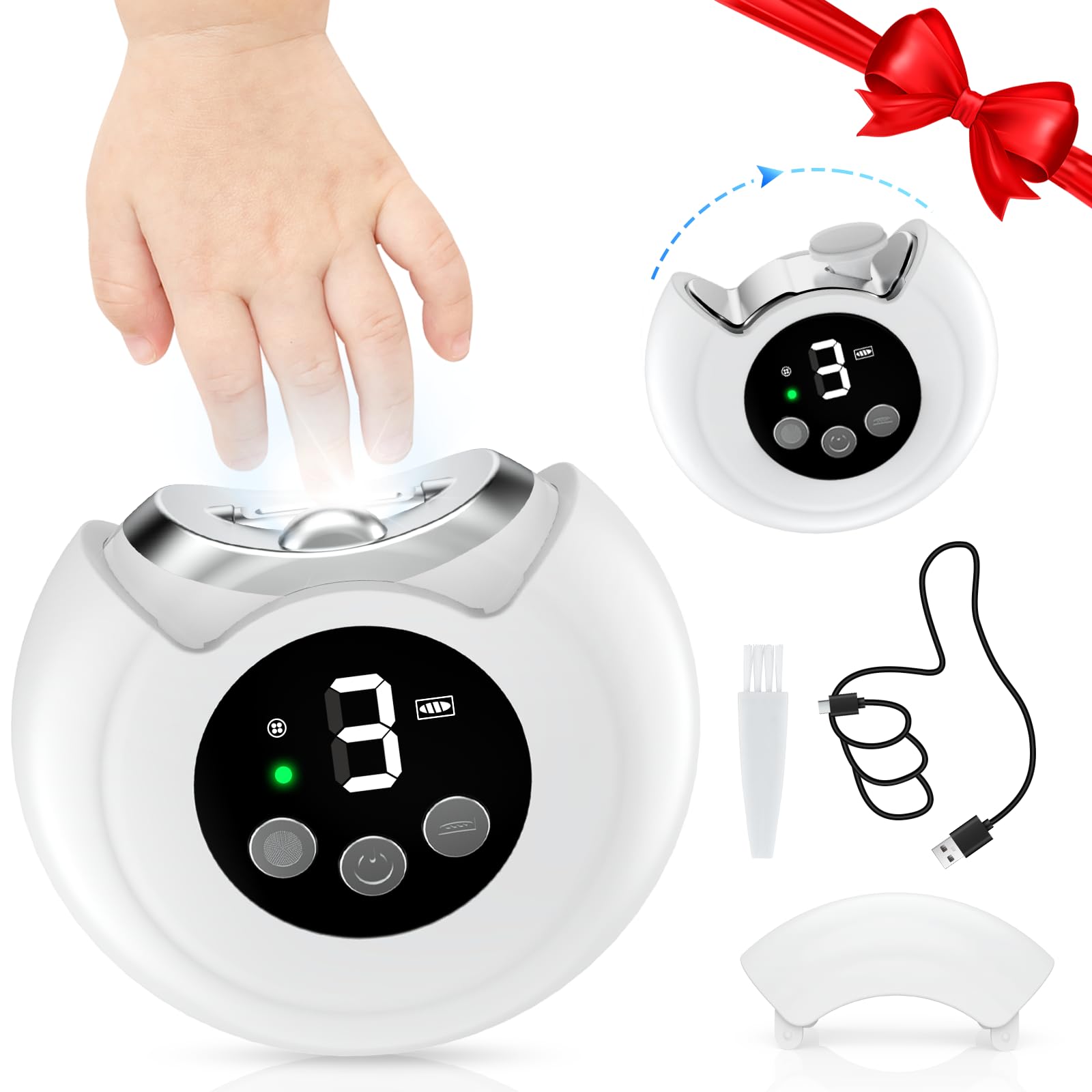 Cortaúñas eléctrico para bebés con lima y 3 velocidades, luz LED y estuche, inalámbrico y automático para bebés, adultos y personas mayores.