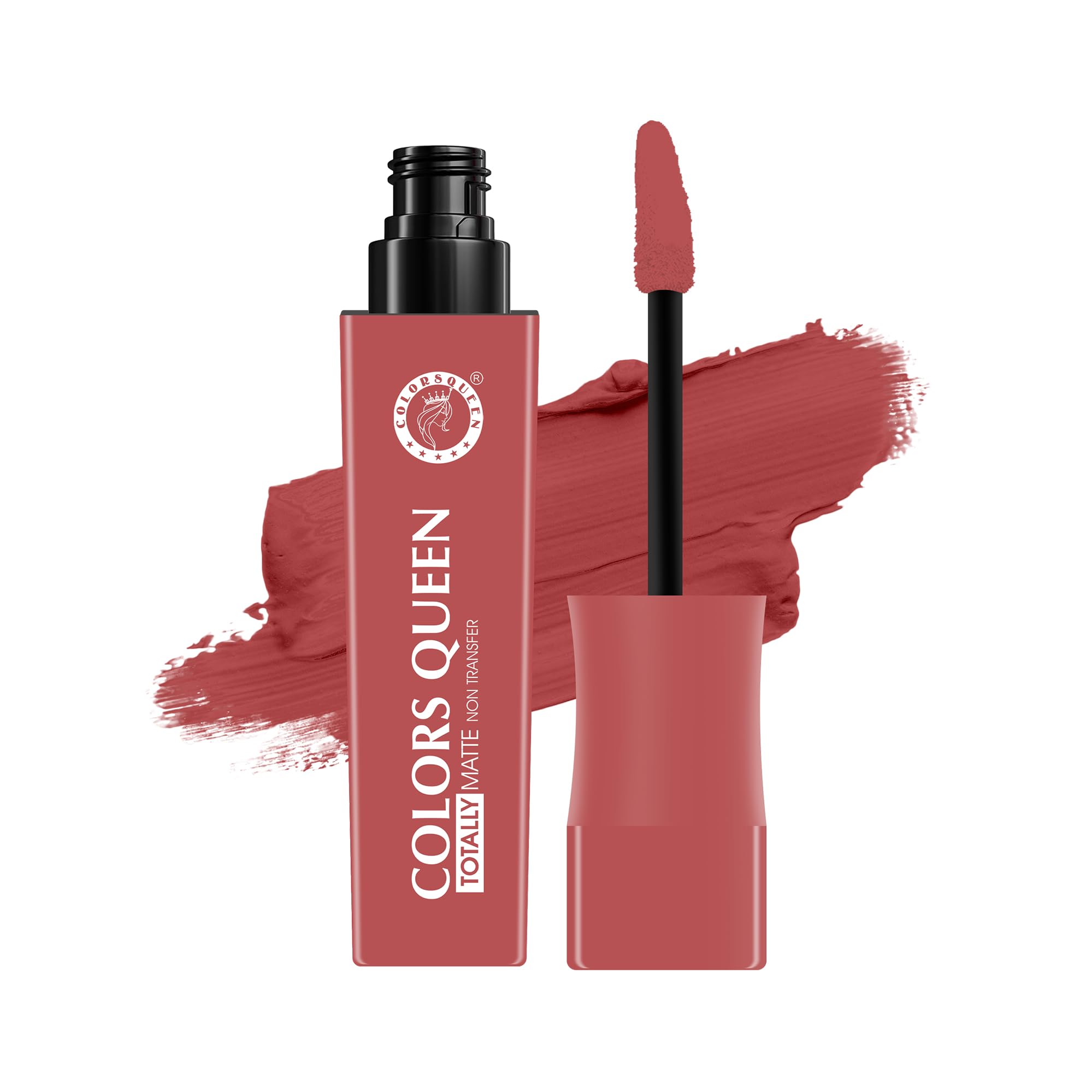 Colors Queen Totally Matte Liquid Lipstick | Intense Color Payoff, Lightweight & Comfortable, One Swipe Application | Long Lasting, Non Transfer Liquid Lipstick for Women (13 - Nude Frost, 7.5g)