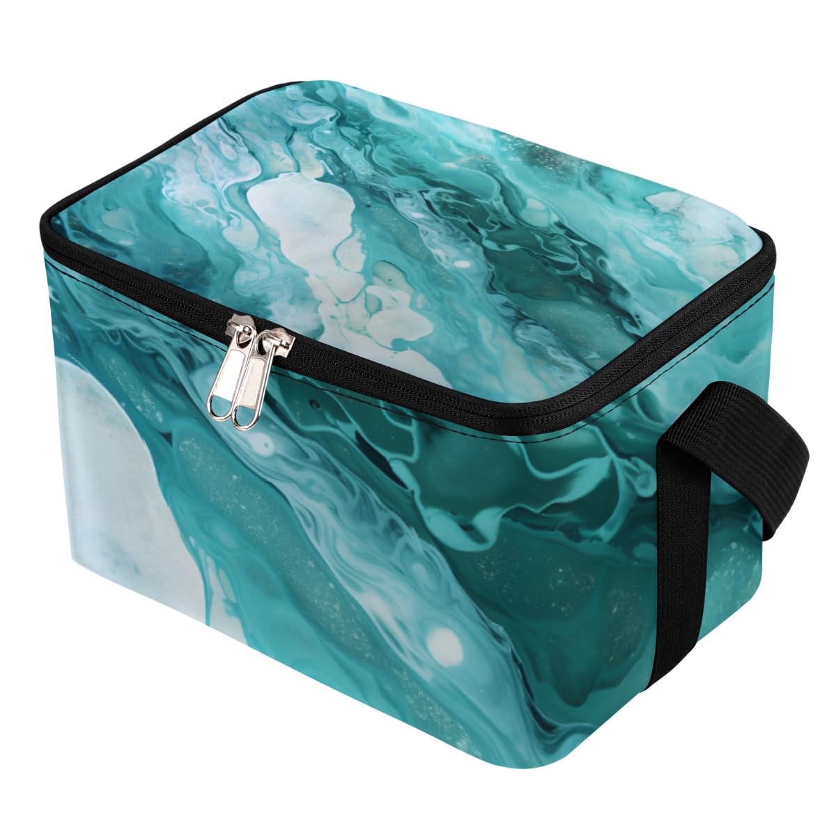 Lunch Bags for Women Men 9 Cans,Green Marble Texture Hot & Cold Food Delivery Bag Insulated Grocery Bag Insulated Lunch Box Natural Cooler Bag for Office Work Picnic Beach