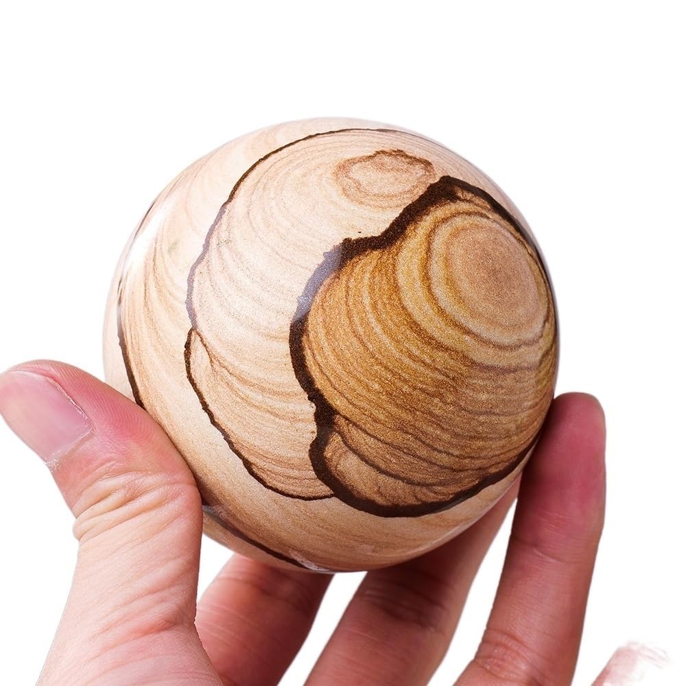 Esfera de piedra veta de madera pulida de 6-7 cm para decoración