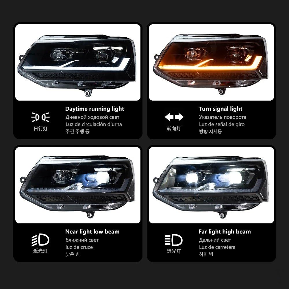 Fari Anteriori per Multivan T5 2010-2015, fari Anteriori, fari diurni a, proiettori, Accessori automobilistici, Gruppo Ottico Anteriore.