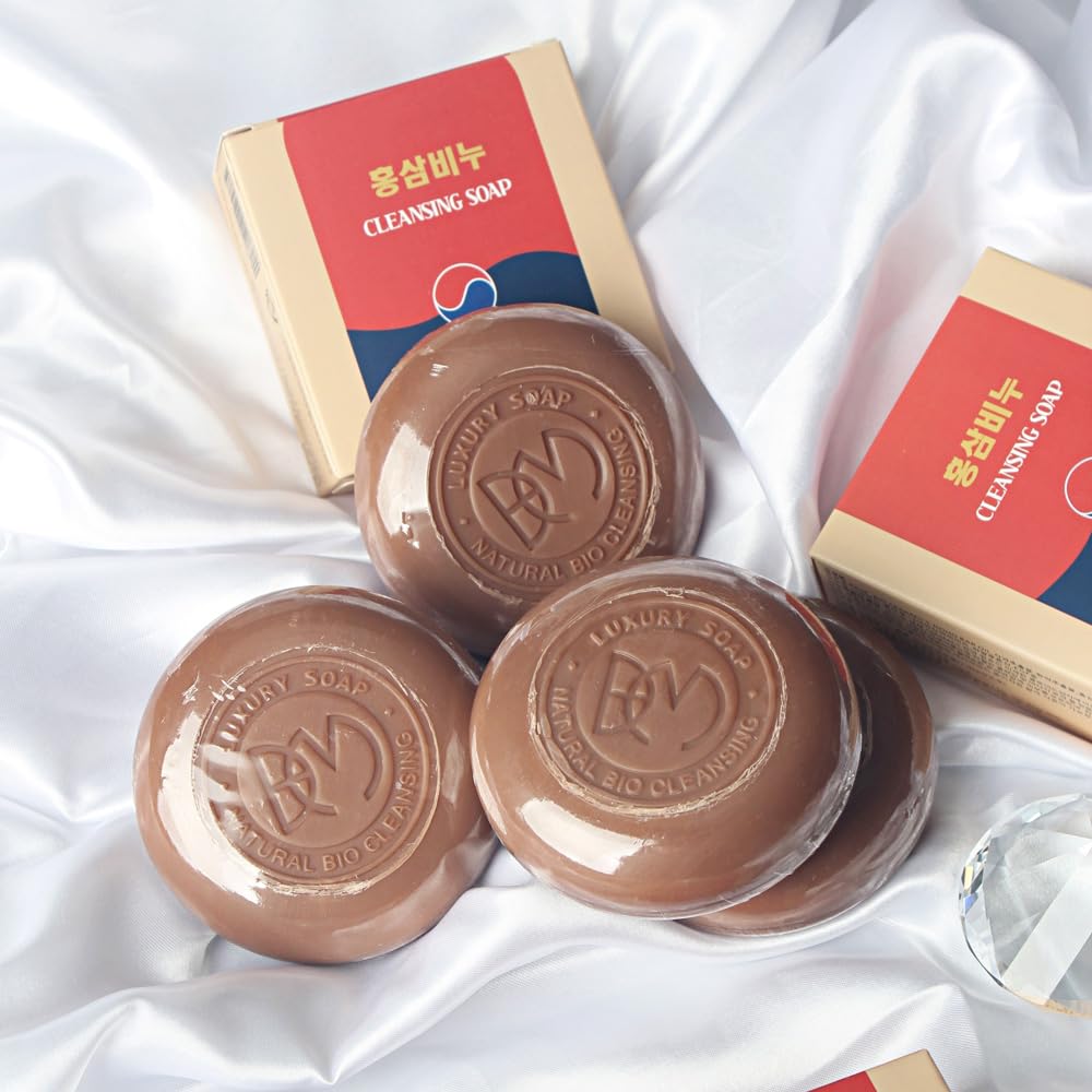 Red ginseng Skin Care Beauty Bar For Softer Soap Face Acne Wash Soap (3 Bars)