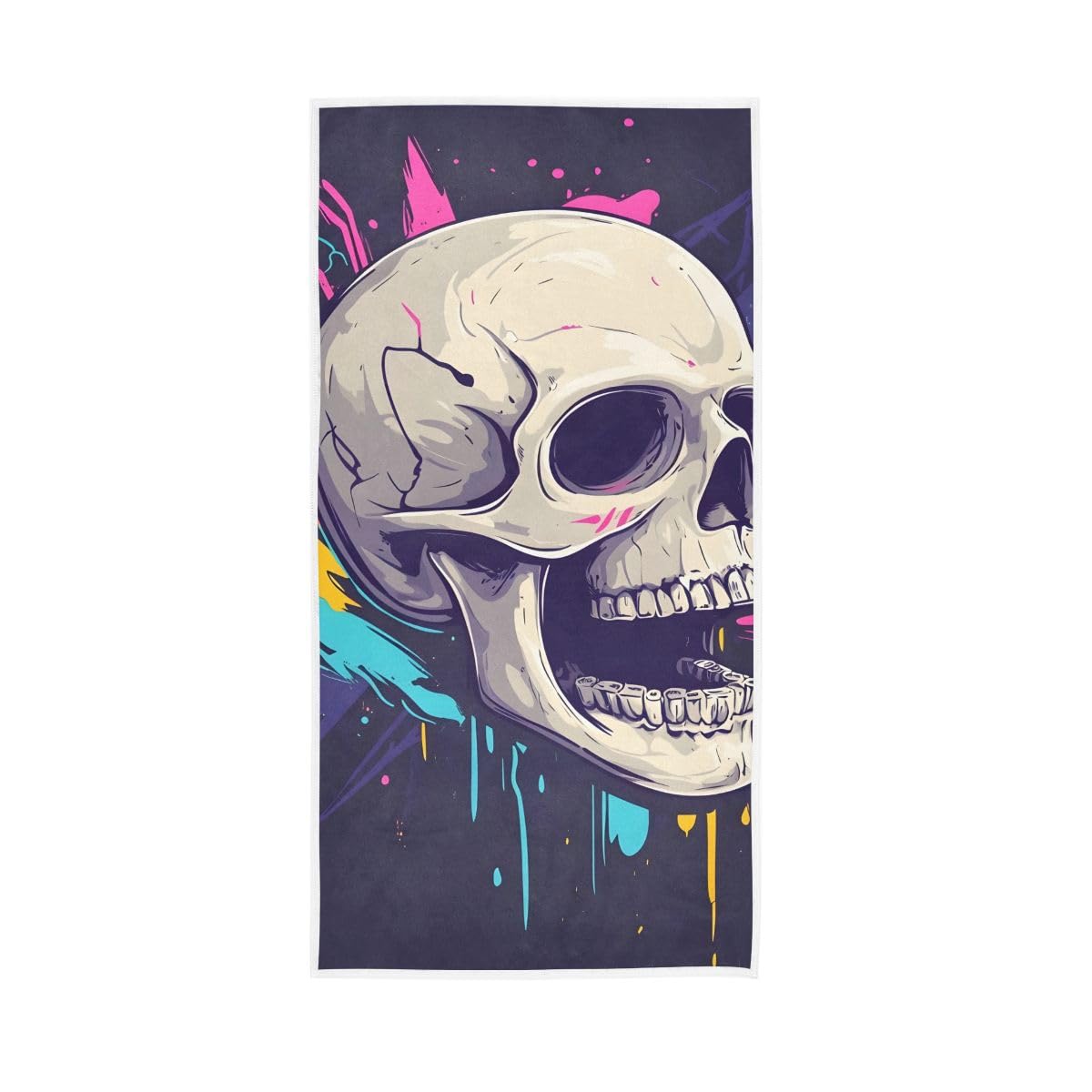 HUYGD Colorful Skull Purple Hand Towel Cotton Absorbent Soft Decorative Towel for Bathroom 15 x 30 Inch