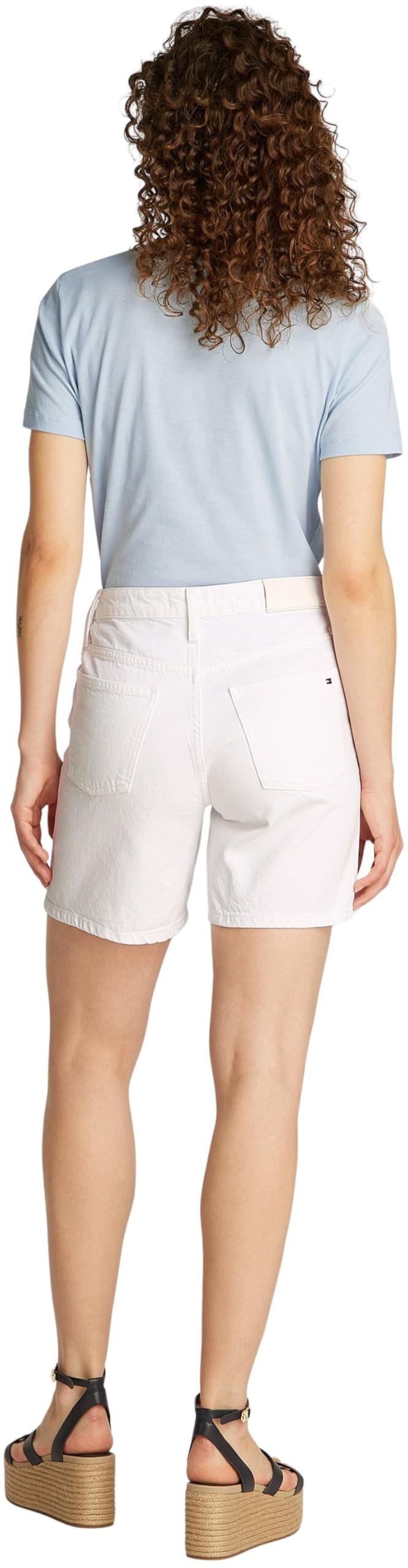 Tommy Hilfiger - DNM Straight Short RW White Ww0ww45924, Pantaloncini 5 Tasche Donna