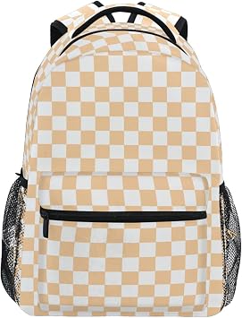 Pfrewn Backpack for Teen Girls Boys Plaid Check Feldspar Bookbags Elementary High School Laptop Bags Women Travel Daypacks 17 IN
