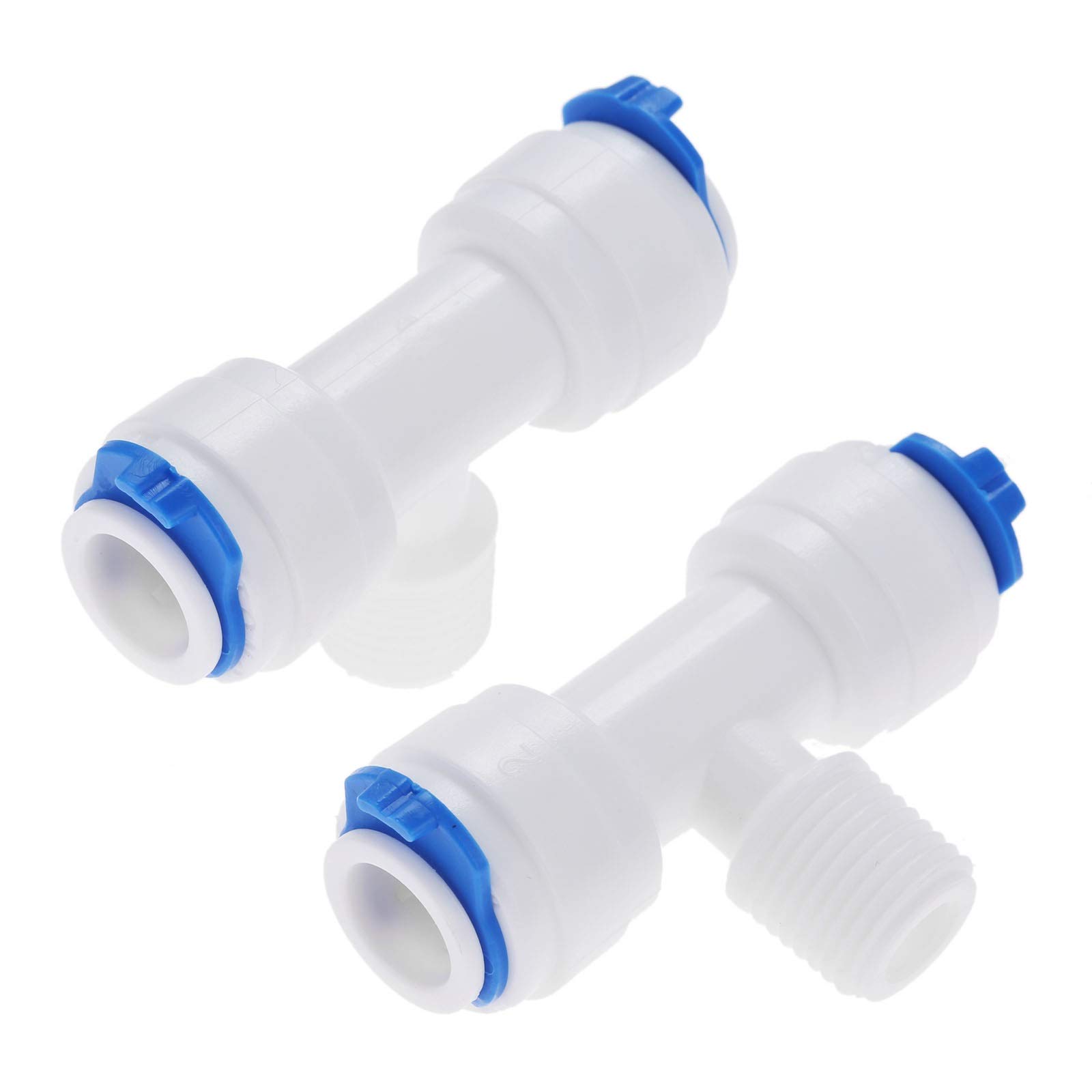 Conexión rápida for Manguera, de jardín, 2 Piezas, conexión for tubería ósmosis inversa, Forma T, en 3/8, Macho 1/4, Conector Acoplamiento plástico for Agua