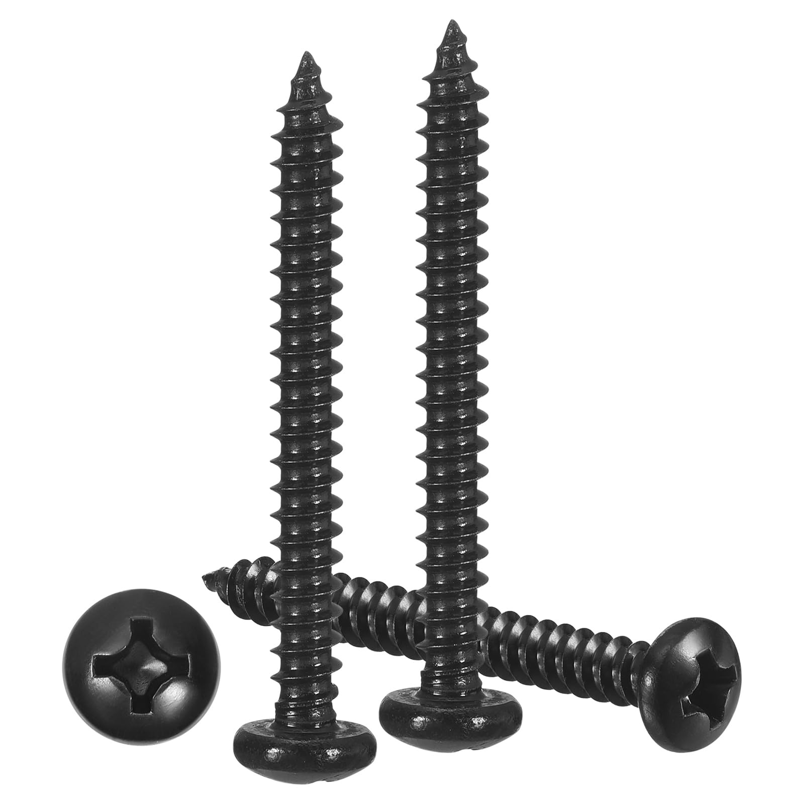 METALLIXITY Phillips Pan Head Self Tapping Screws(#6x1-1/4") 50Pcs, 304 Stainless Steel Self Drilling Screw for Metal Wood Plastic, for Cabinet Wall Shutter Plate Rock Furniture, Black