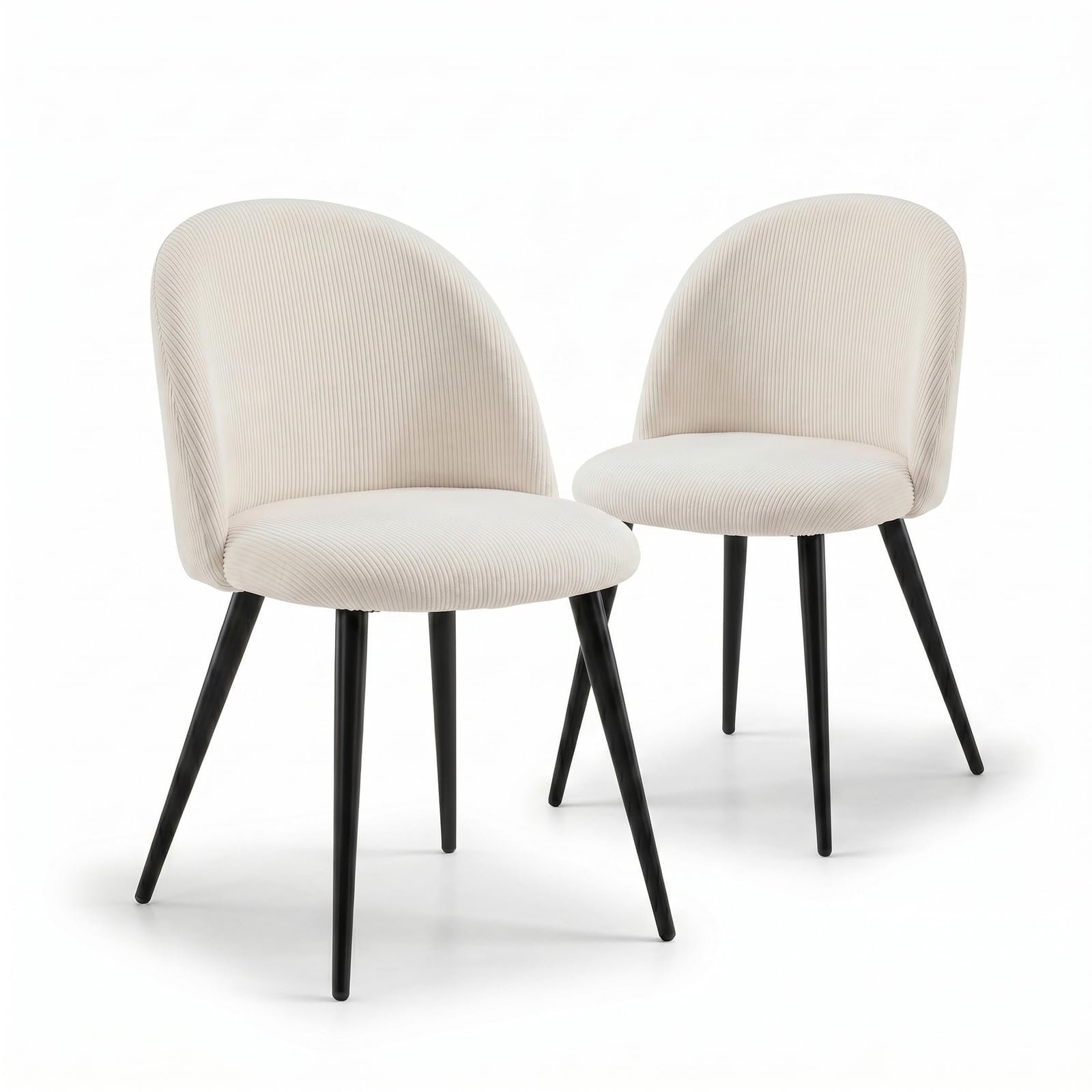 Skaen Esszimmerstuhl 2er Set (2 Stühle) (Samt beige,schwarz) – T57xB50xH76,5 – 100% Polyester, Formholz, Schaum, Stahl – skandinavisch-clean – passt zu vielen Styles – hochwertiges Design