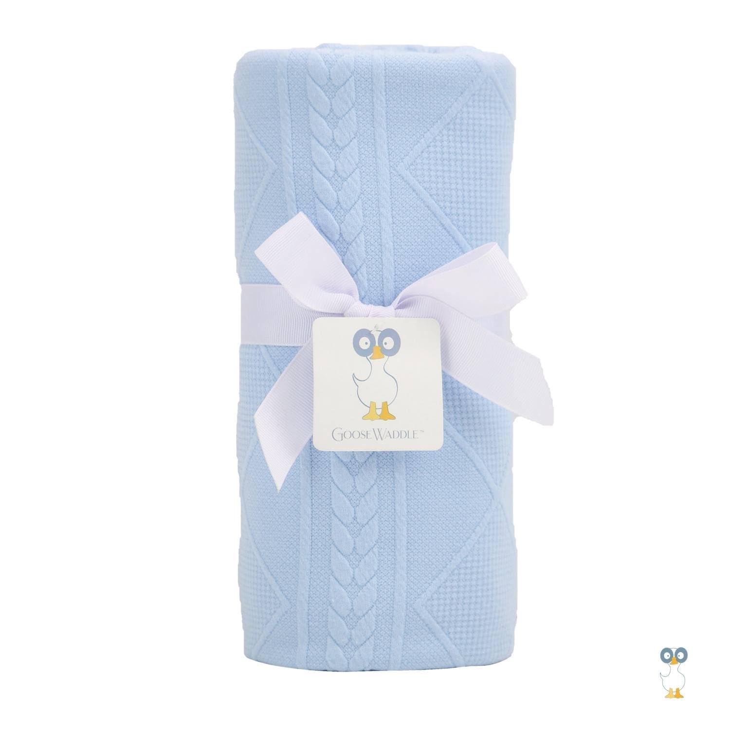 GooseWaddle Luxury Knit Baby Blanket (30”x40”), Premium Comfort from Ultra Soft Fabrics That Get Softer with Use, Perfect for Any Infant Nursery, Boy or Girl, Machine Washable (Blue)