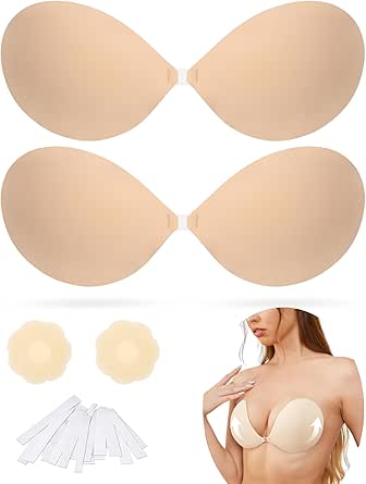 HORISUN Sticky Adhesive Bra 2 Pack Reusable Invisible Bra Backless