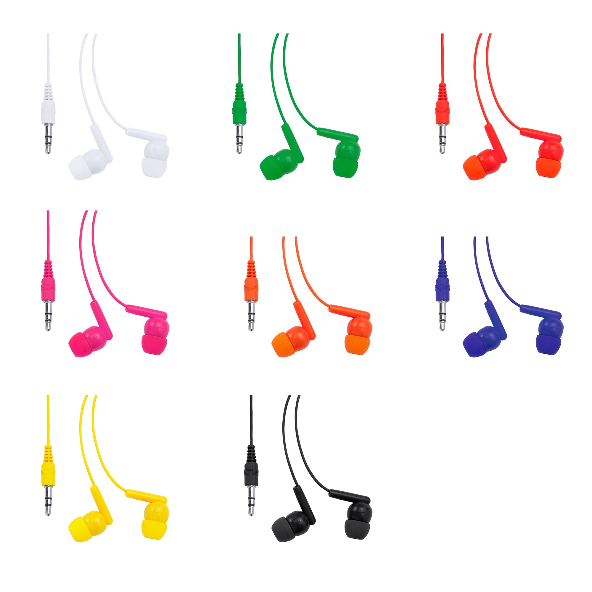 Set di 100 cuffie semplici, servite in 8 colori di default, connessione jack da 3,5 mm e cavo a colori a gioco servito in borsa, cuffie congressi