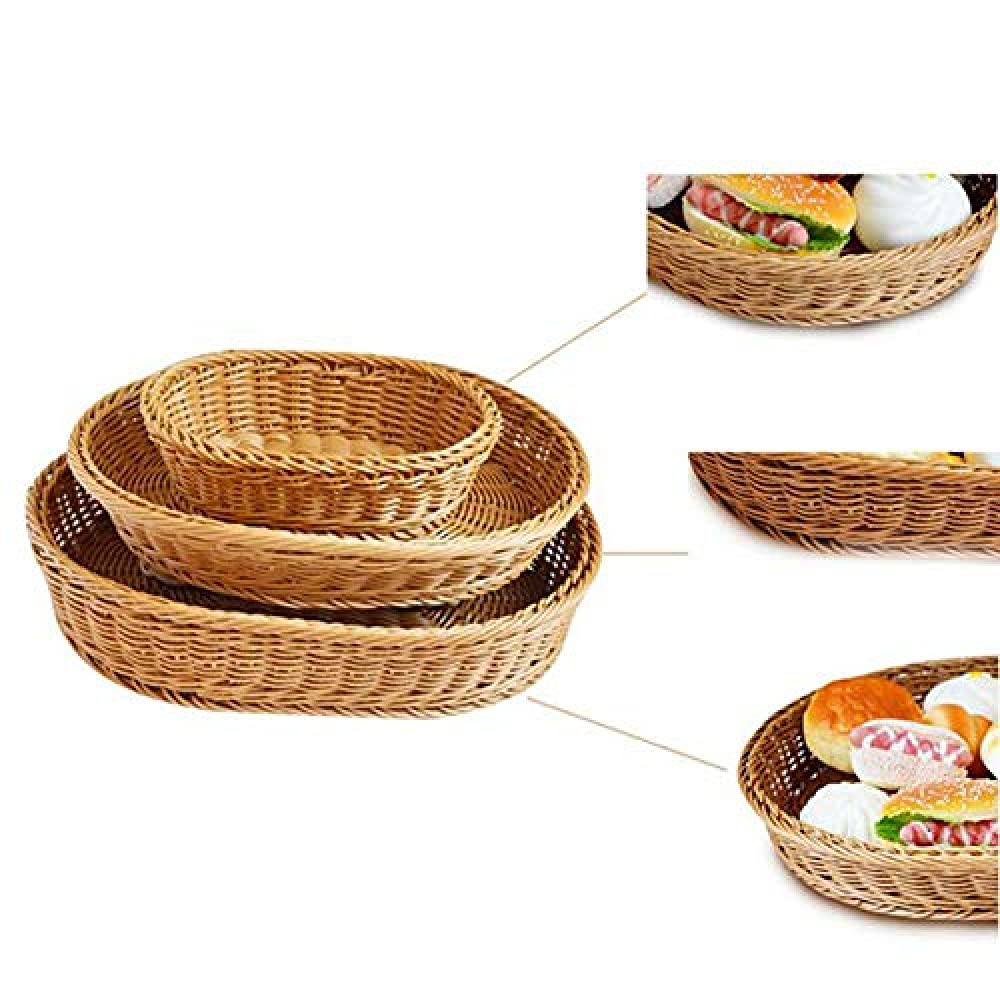 1 cesta de mimbre para pan de frutas, forma ovalada, cesta de almacenamiento tejida, cesta de almacenamiento ovalada para frutas, verduras, pan, galletas, caramelos