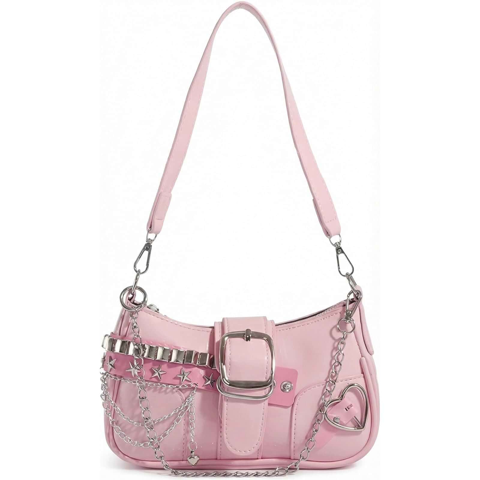Cute Y2k Purse for Women, Mini Shoulder Bag with Chain Strap Emo Y2k Fashion Accessories Black Gothic Star Crossbody Purse for Concert-Party-Night-Out Style for Everyday Outfits
