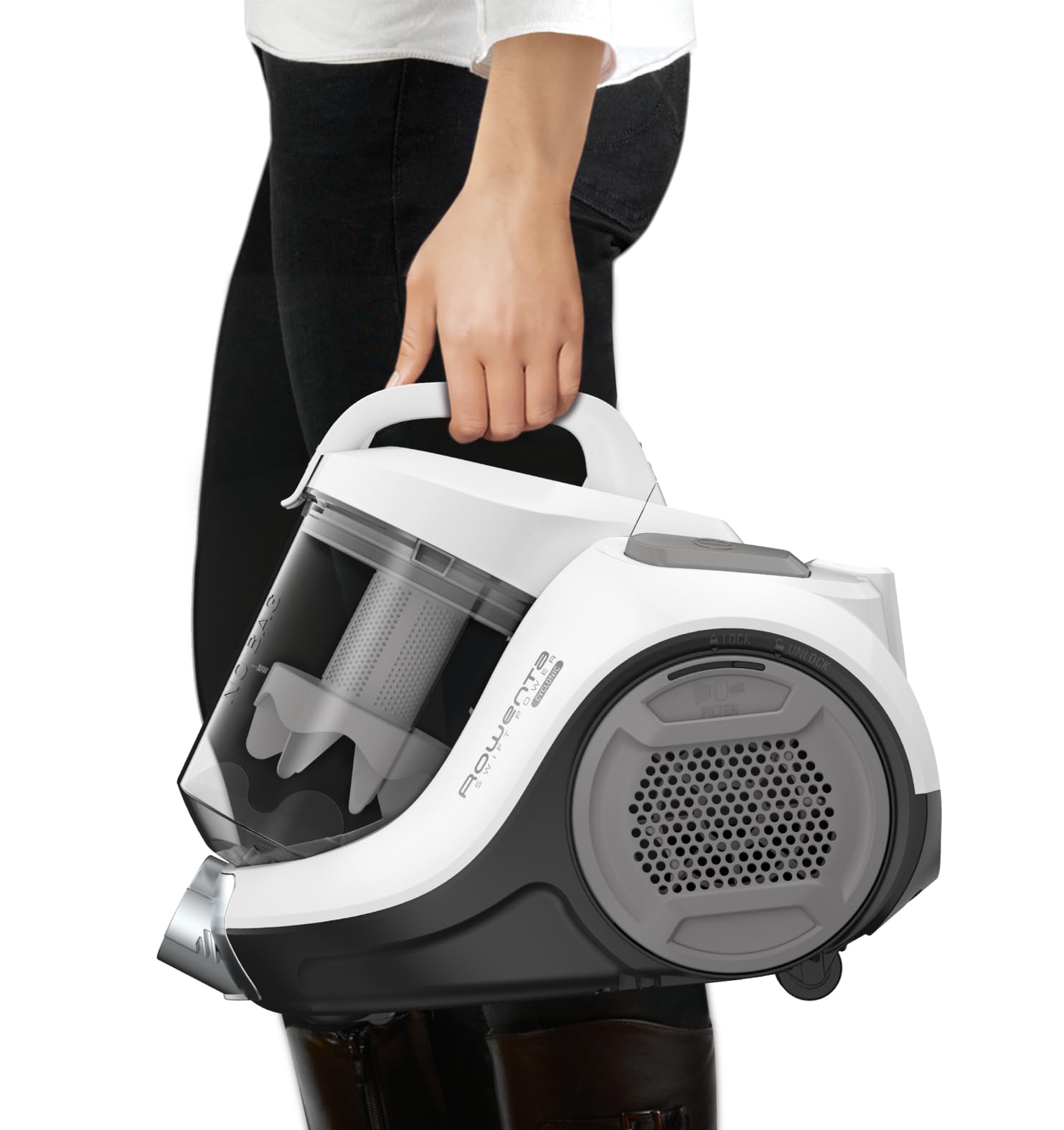 Rowenta Swift Power Cyclonic, Aspirapolvere a Traino Senza Sacco, Teconologia Ciclonica, Animal Kit, RO2957
