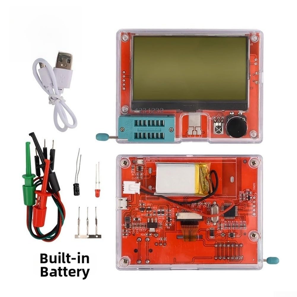 LCR T10H Bauteiltester mit Großbildschirm für Transistor, Widerstand, Kondensator, MOSFET, Diode und Induktivität, automatische Pin-Erkennung, IR-Decodierung, tragbares Design für Elektronik-Reparatur