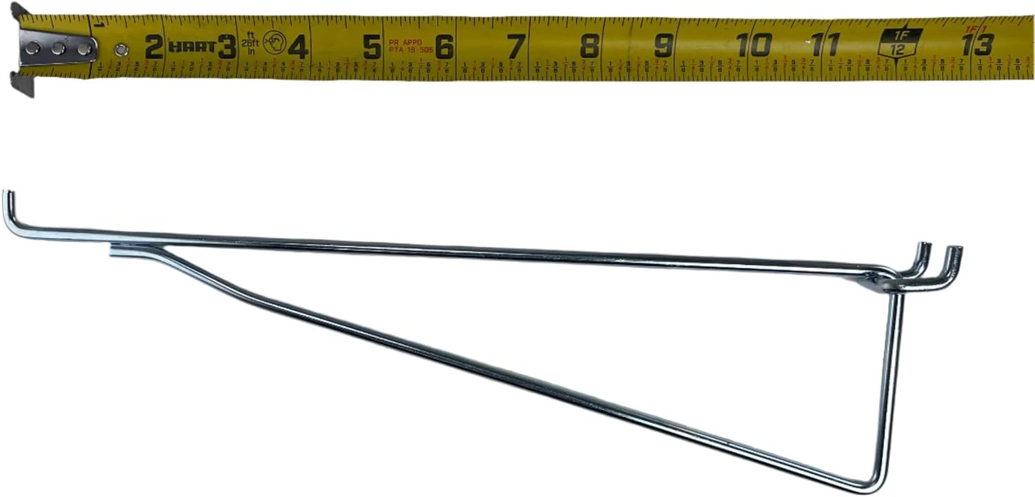 Hillman Brand Metal 12 Inch Mega All Metal Peg Hook Shelf Brackets, Garage organizer Hanger fits 1/8" to 1/4" Pegboard & Slatwall, Compatible with Standard Shelving Units or Boards, USA Made (6 Pack)