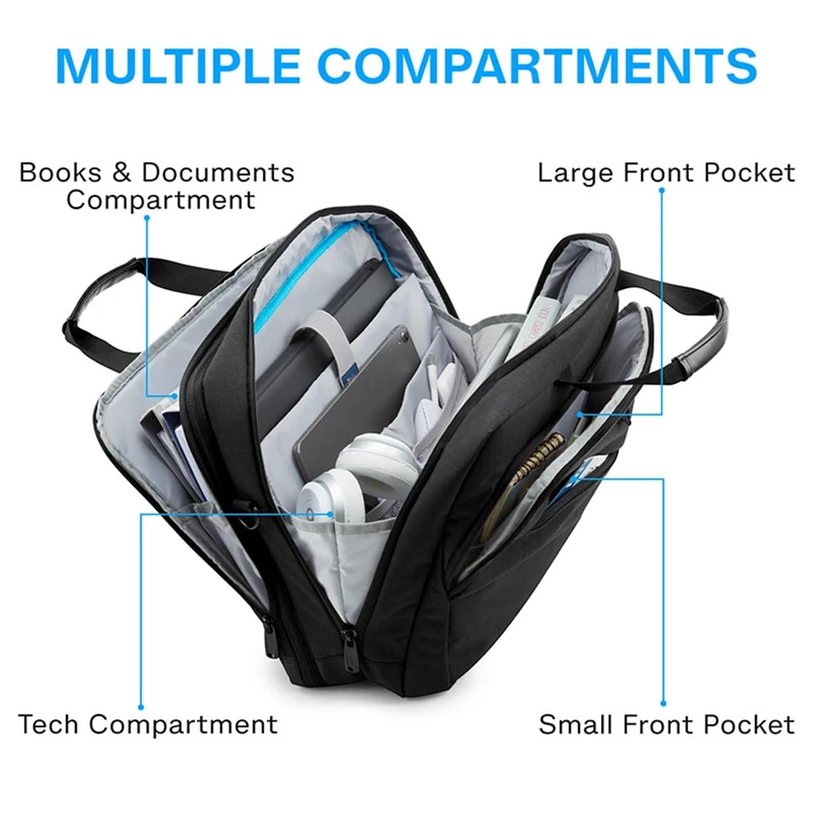 Borsa for laptop da 17,3 pollici, borsa for computer espandibile, grande capacità, borsa a tracolla for laptop da uomo e da donna, for viaggi d'affari