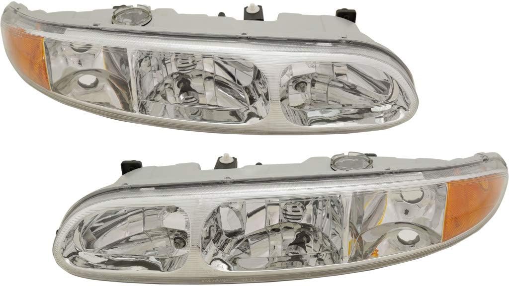 CarLights360 For 1999-2004 Oldsmobile Alero Headlight Driver and Passenger Side Bulbs Included | Includes park/signal/marker lamps | GM2502203 GM2503203 | 22689652, 22689651