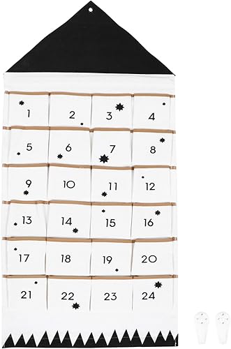 Calendario de Navidad con múltiples bolsillos, calendario de Adviento de Navidad con 24 bolsillos, bolsa para colgar en la pared, decoración de