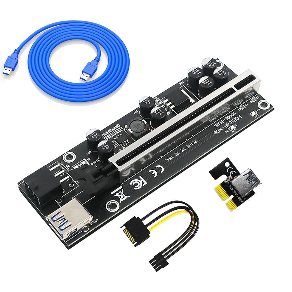 Bitcoin Miner YBBOTT PCI-E Riser Adapter: 16x Auf 1x Für Crypto-Mining Mit  USB 3.0 Kabel & 8 Kondensatoren - Stabiler GPU-Verbinder YBBOTT  Ver009S-plus 16x Auf 1x Adapter GPU Krypto