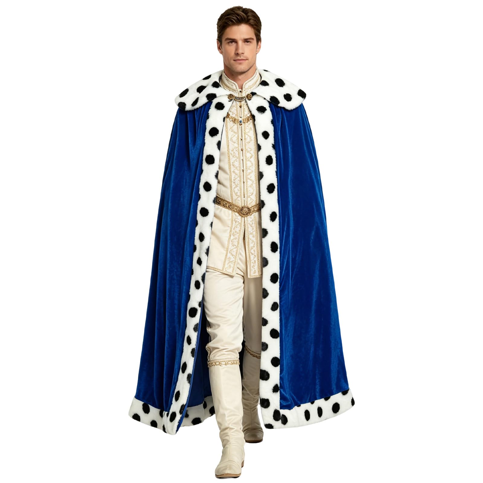 Giftdigger King Costume for Men Adult King Cape Queen Costume Women Blue Queen Cape Royal Capes Kings Robe for Men Blue/59in