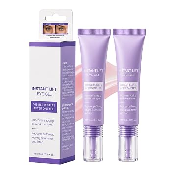 Instant Lift Eye Gel, Under Eye Gel for the Look of Puffiness, Bags and Fine Lines, Hydrating Eye Care with Collagen for a Refreshed Appearance, for Women and Men 2PC