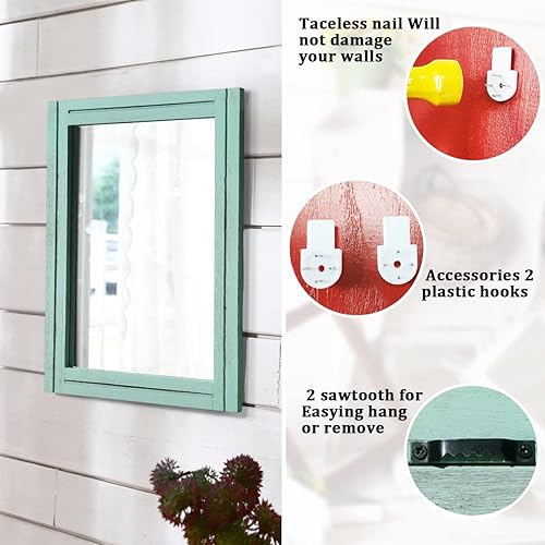 Miniatura 10 de AAZZKANG Espejos rústicos para pared, espejo rectangular con marco de madera de 26 x 18 pulgadas, espejo decorativo para dormitorio y baño